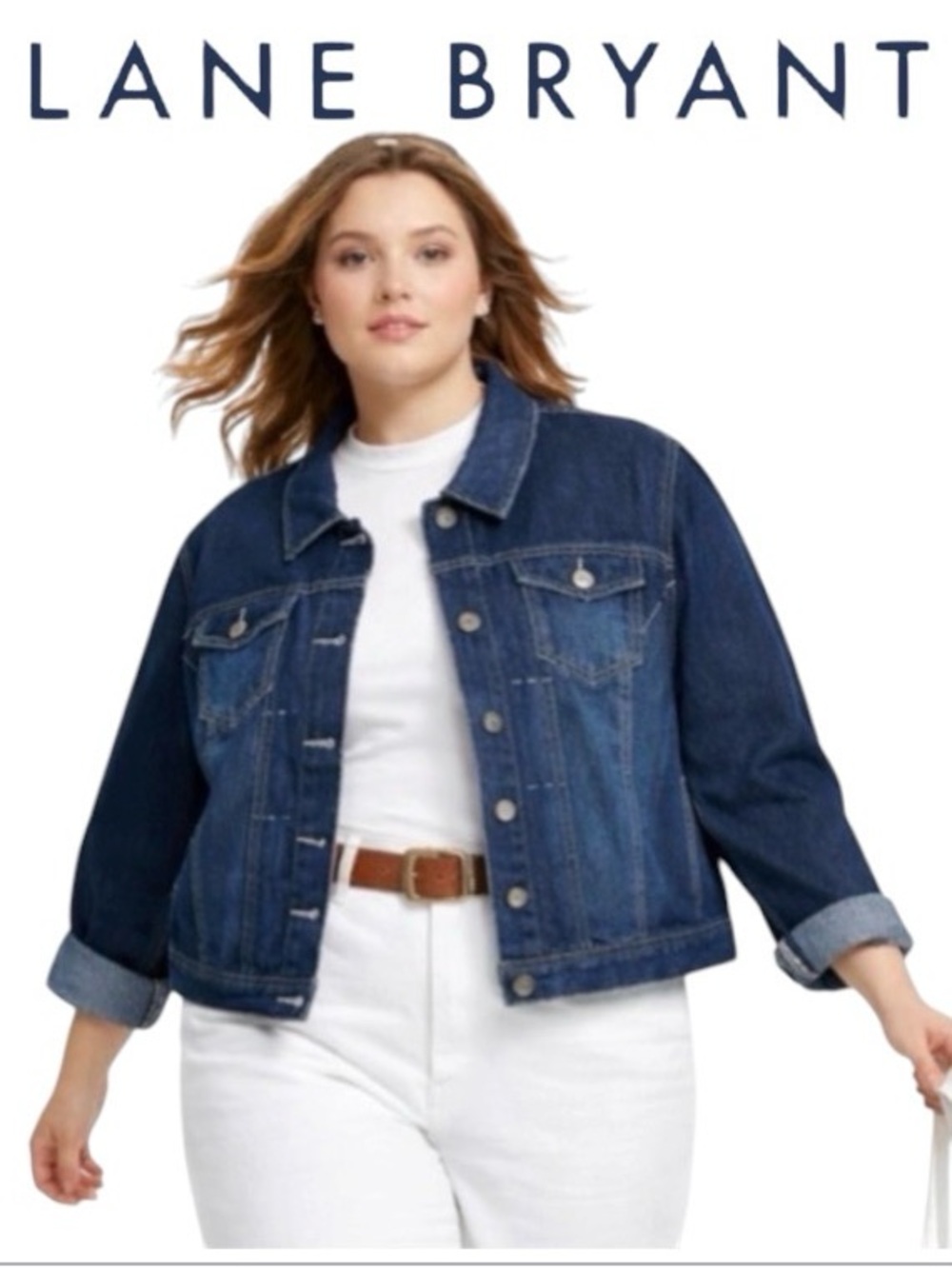 28W Lane Bryant Button Down Denim Jacket with Stretch